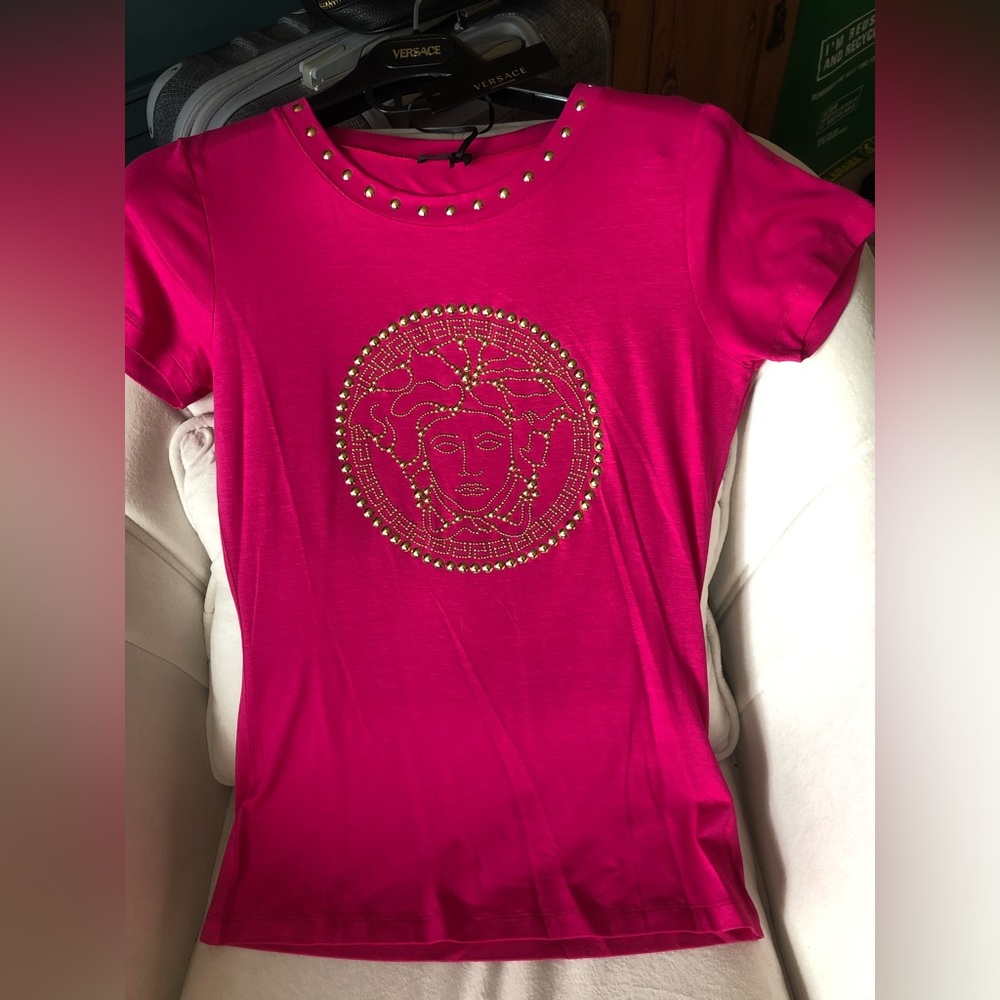 Versace Pink Gold Studded Top - S